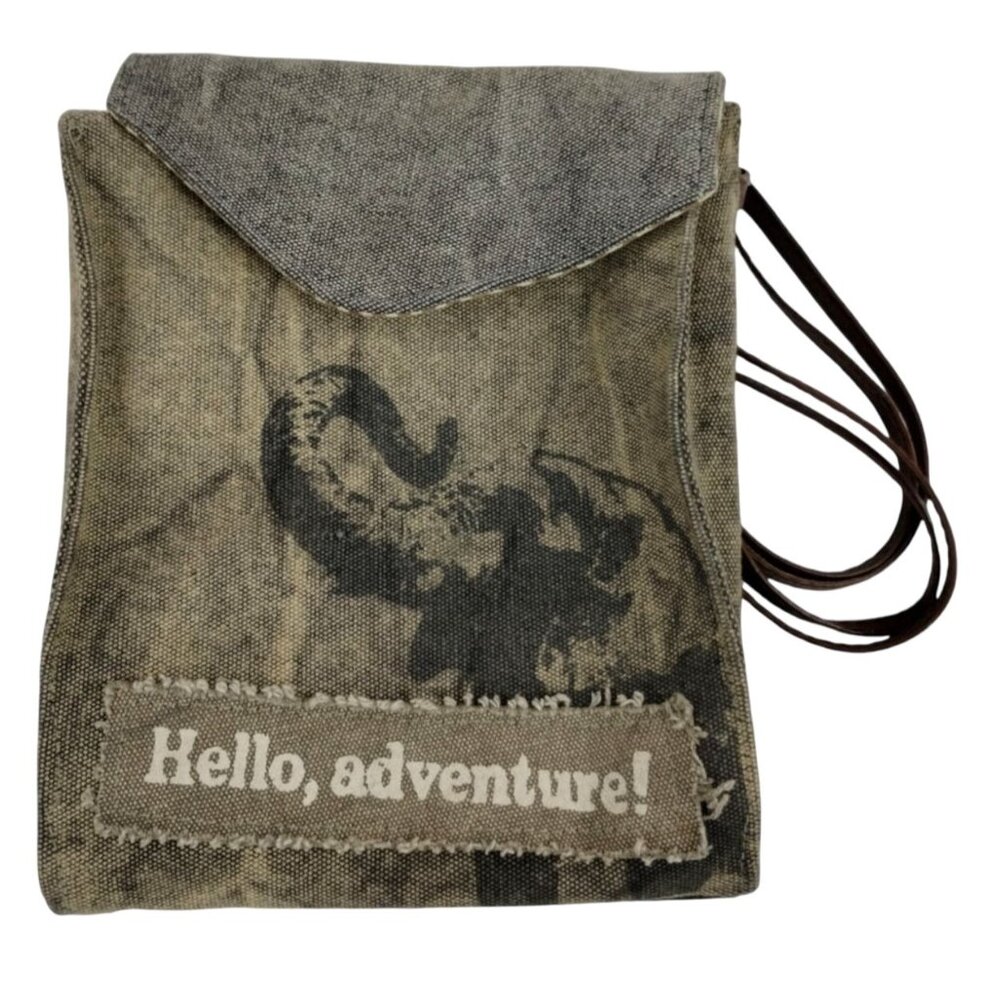 Primitives by Kathy Hello Adventure! Crossbody Canvas Sling Bag Vintage Purse